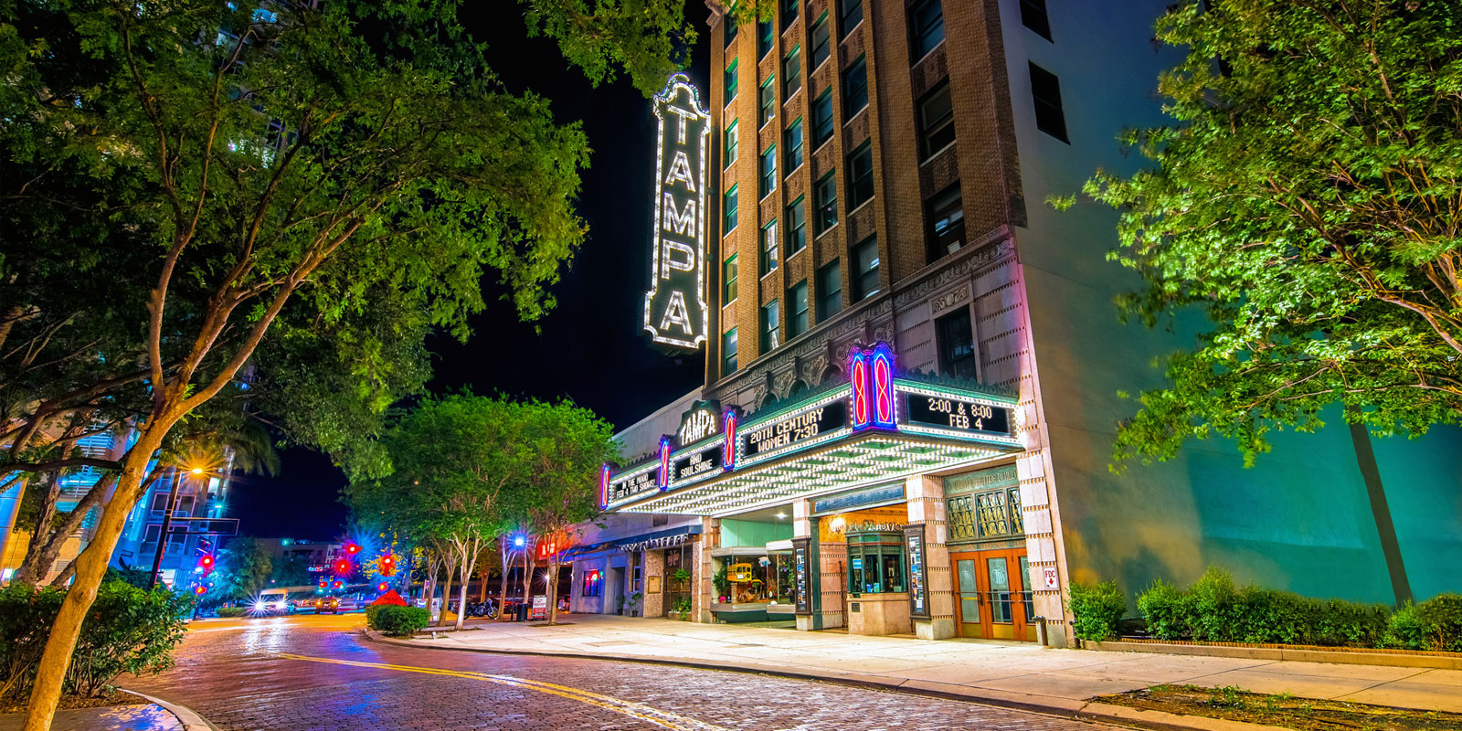 high-rise building in tampa with electronic signage